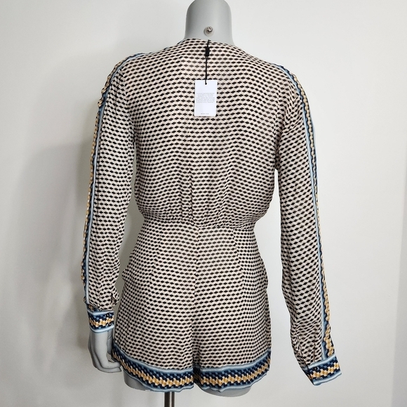 REISS "Hazel" Printed Chiffon Playsuit Shorts Romper Size 0 US/32 EU NWT - Picture 9 of 14